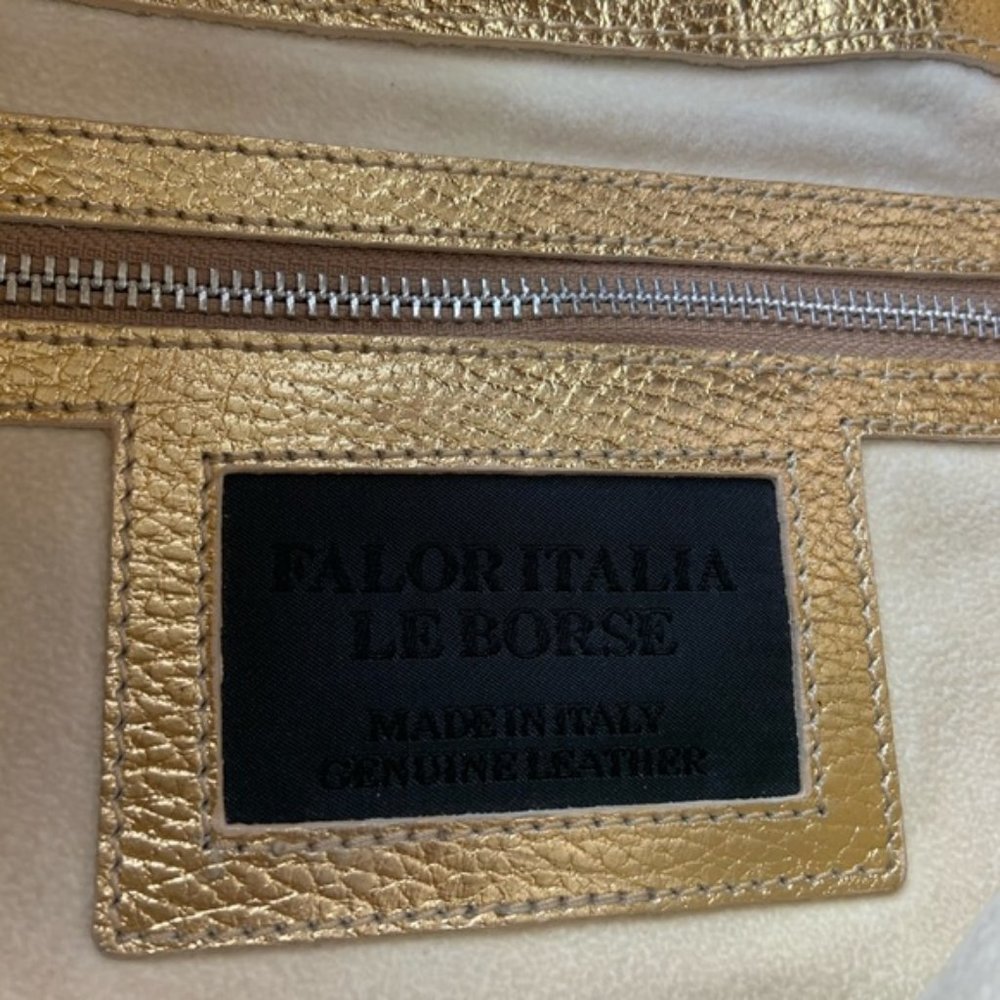 Falor Italia le Borse Gold Leather Shoulder Bag - Picture 5 of 7